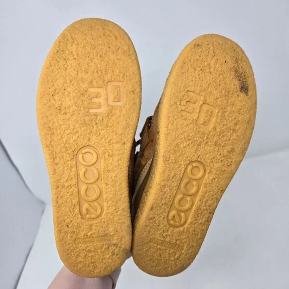 Ecco boys 12.5 kids Crepetray tan brown leather hook and loop booties lined - Picture 4 of 13